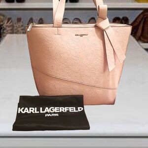 Karl Lagerfeld Paris Embossed Tooled Leather Tote W / Tags Dust Bag